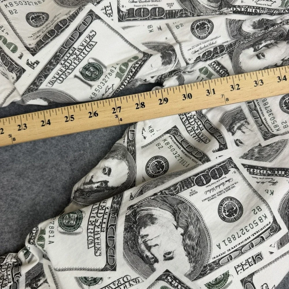 American Bazi Dollar Print Shirred Jogger Pants Mens Large L Stacked Money NWT